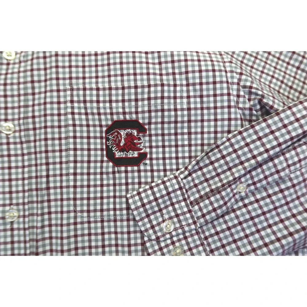 University of South Carolina Gamecocks Gingham Button Down Shirt Men's L - Picture 2 of 8